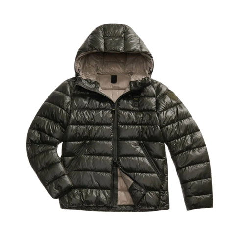 Piumino Uomo Adams, con cappuccio, impunture orizzontali e full zip